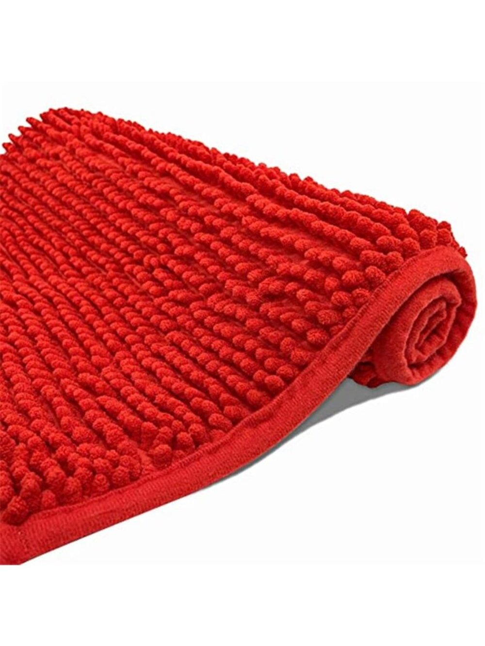 Chenille Bath Mat Microfiber Absorbent Bathroom Rug Non Slip Washable Red